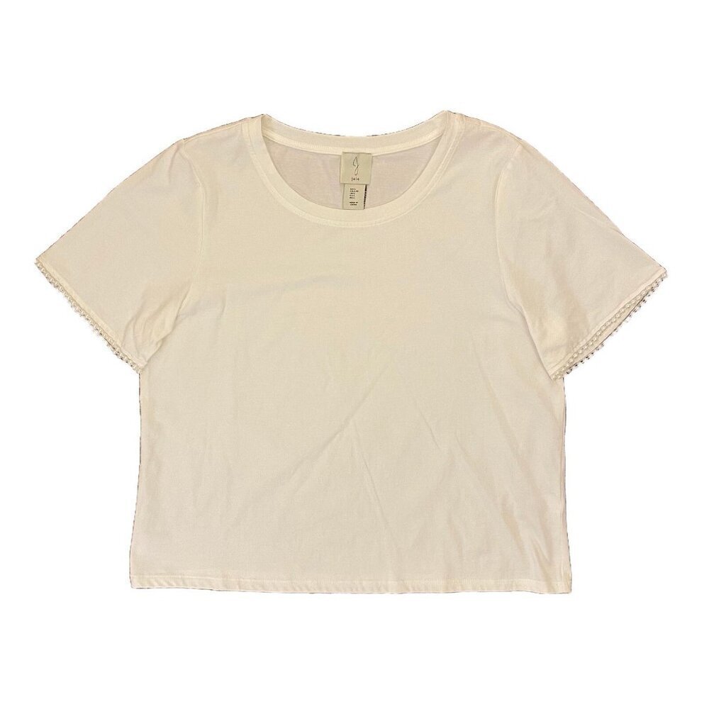 JOIE Women’s Cropped Top Size L White Short Sleeves Crew Neck Cotton Tee NWOT